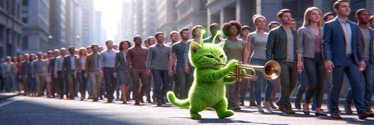 Alien Green Cat Banner