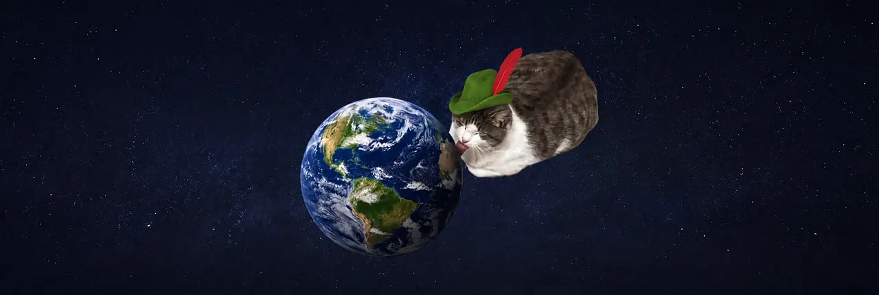 world licking cat Banner