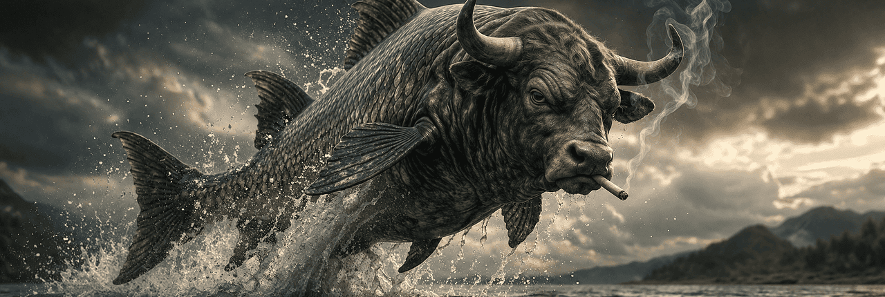 Smoking Bull Fish Banner