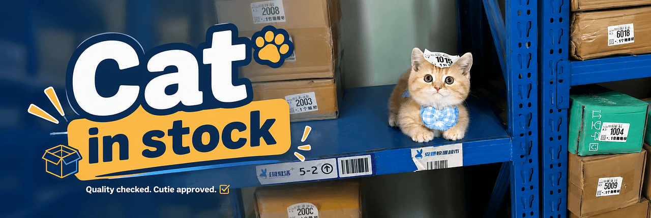 Cat in stock Banner