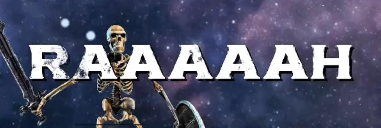 Skeleton Banging Shield Banner